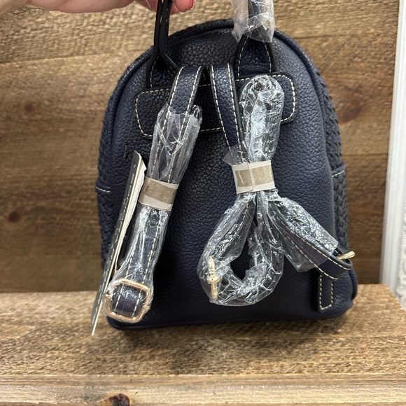 Sondra Roberts Squared Navy Mini Backpack - Picture 4 of 8